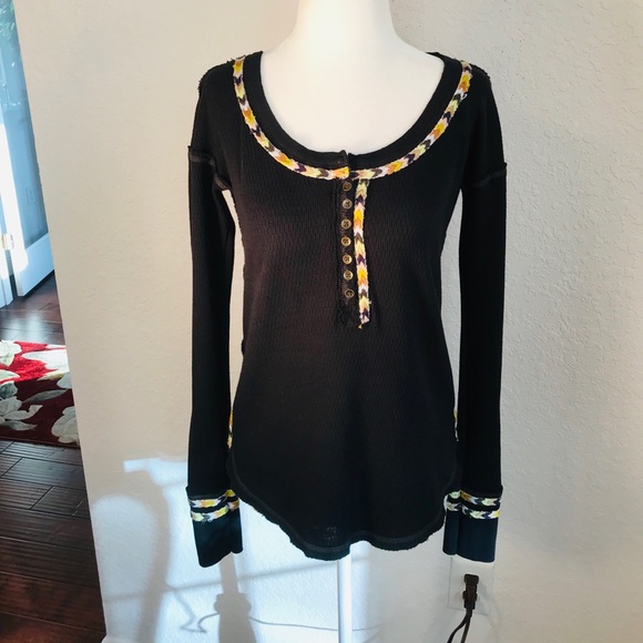 Free People black Rainbow thermal top - Picture 5 of 8